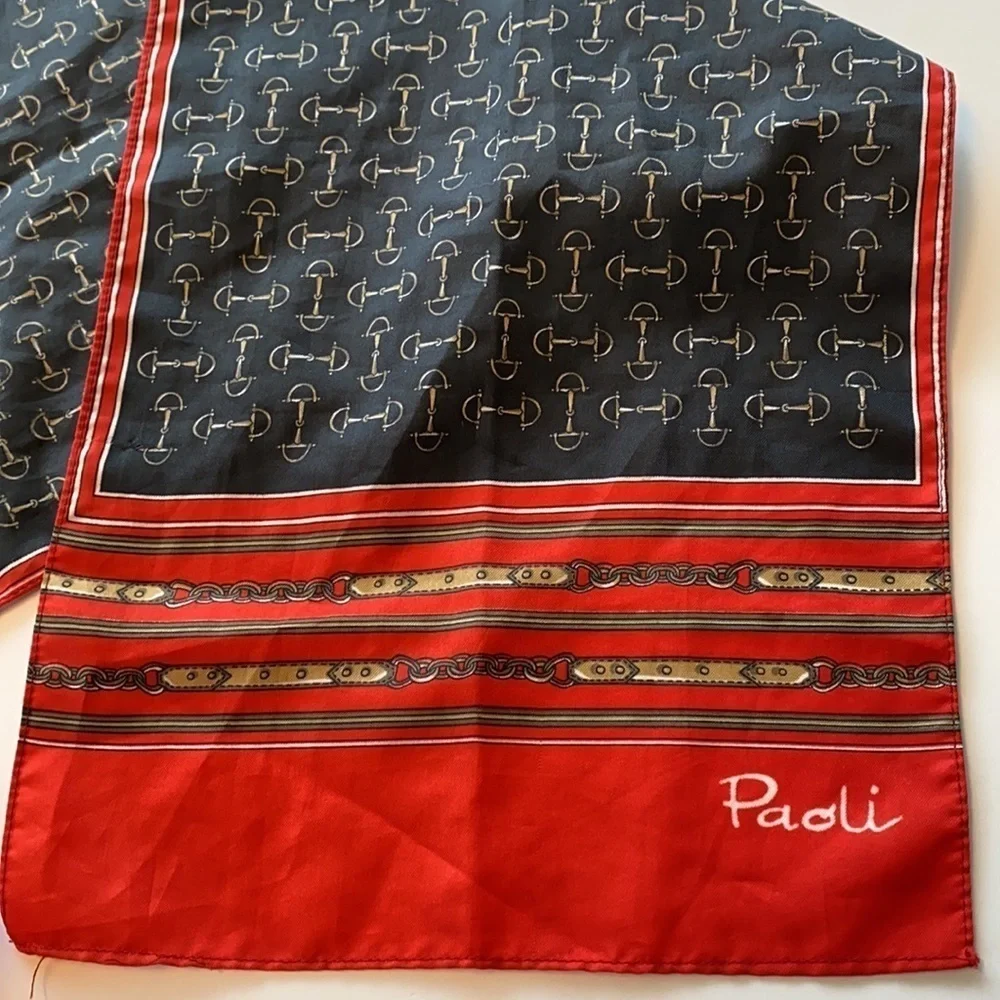 Women’s Vintage Paoli  Polyester Equestrian Design Scarf